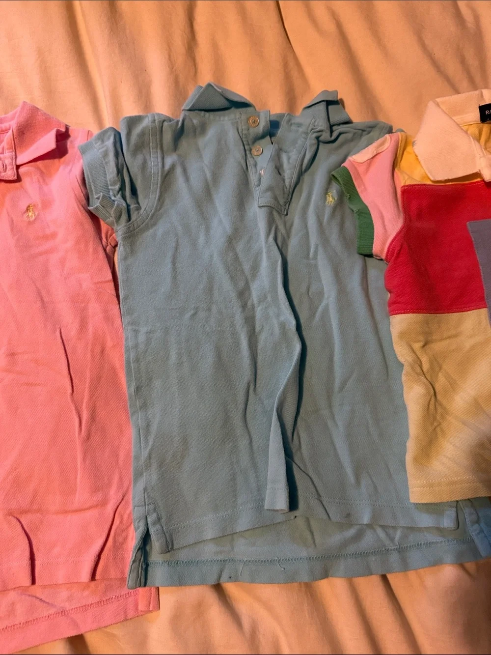 Ralph Lauren Kids Polo Trio in Pink, Blue & Multicolor Patchwork